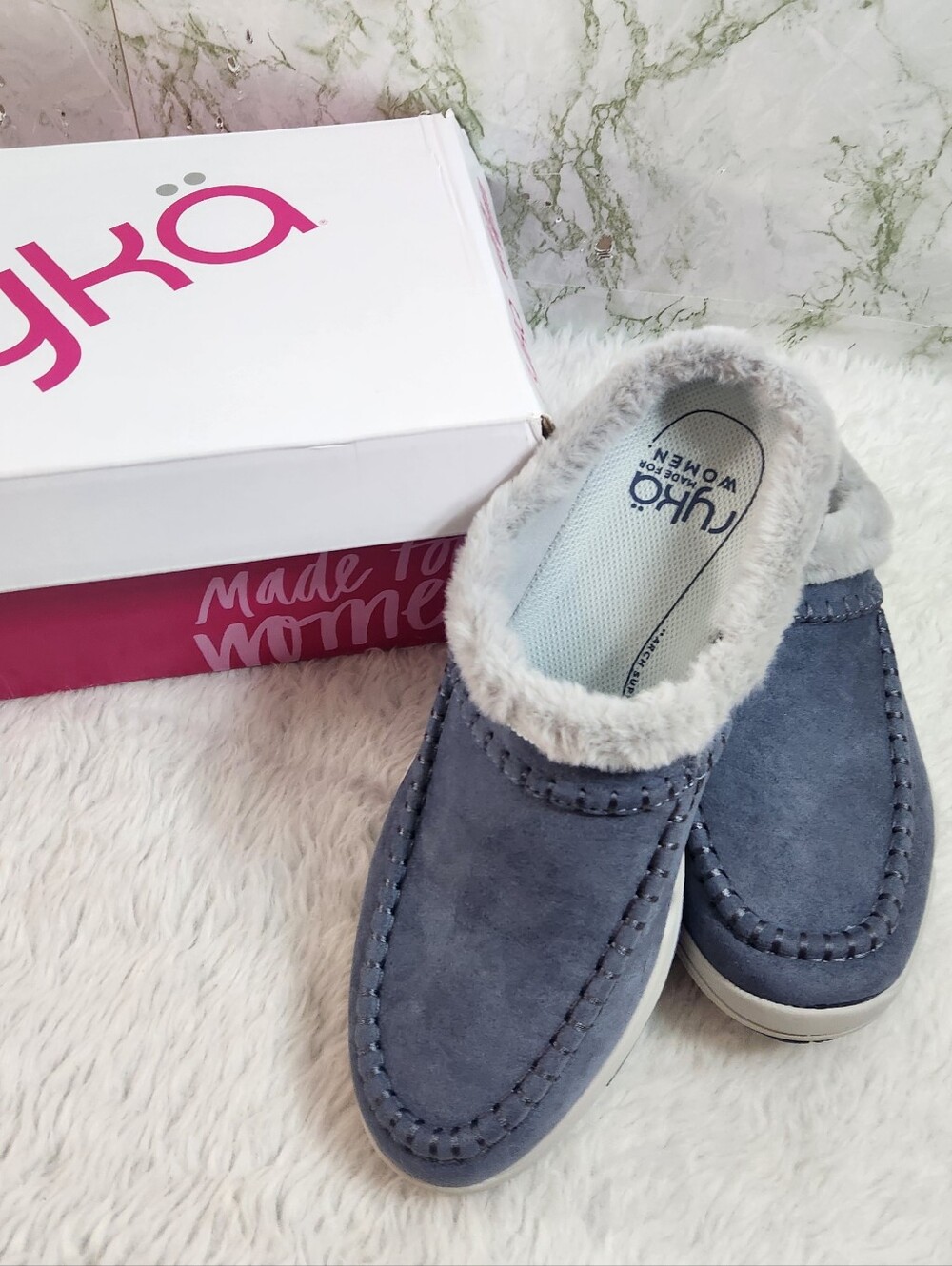 RYKA ARIANA Blue Slip On Mules